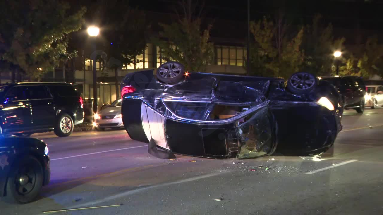 Car flips in Buckhead after high-speed chase through multiple counties