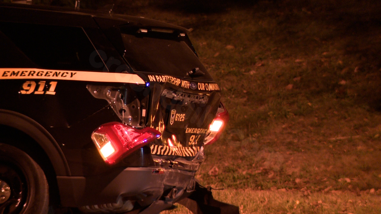 Police car in overnight collision