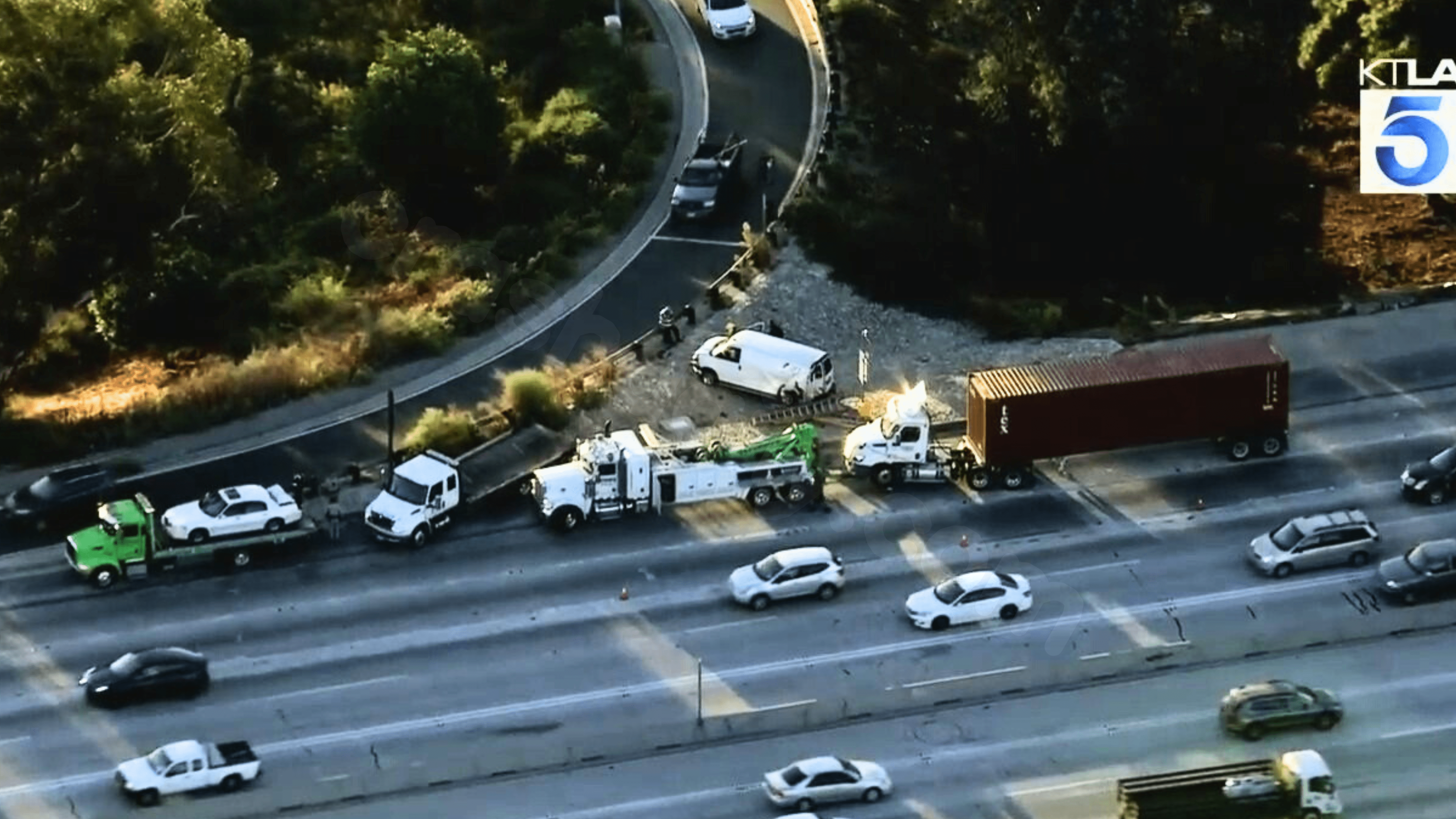 Traffic jam caused by multiple car collision on various freeways in San Gabriel Valley