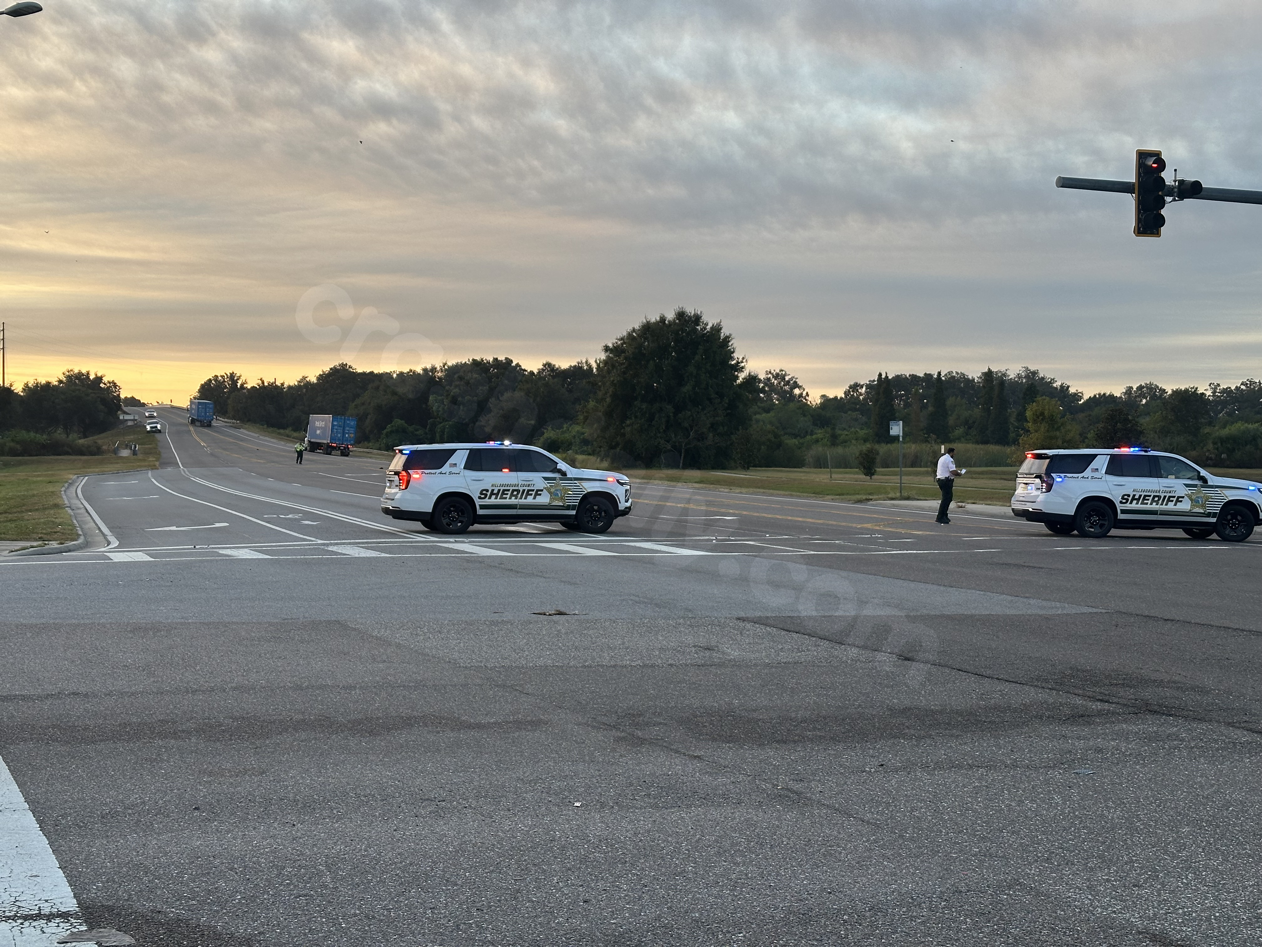 Deadly accident with cyclist and large truck shuts down Tampa street.