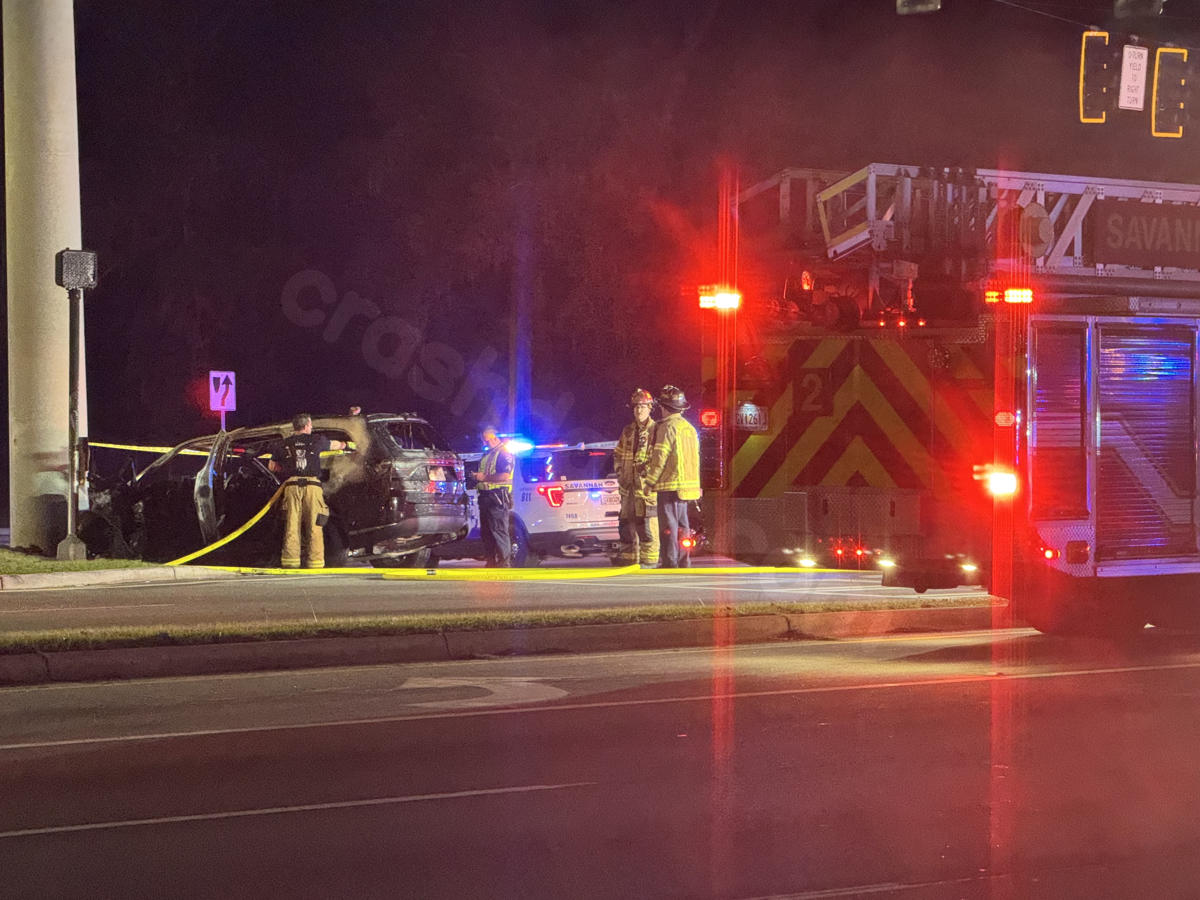 Emergency responders assist at Montgomery Cross Road accident.