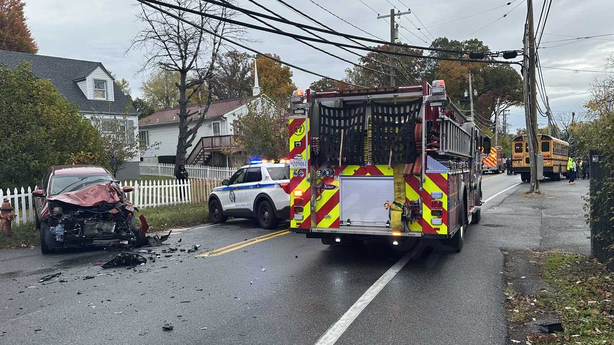 Driver of car injured in collision with school bus in Woodlawn