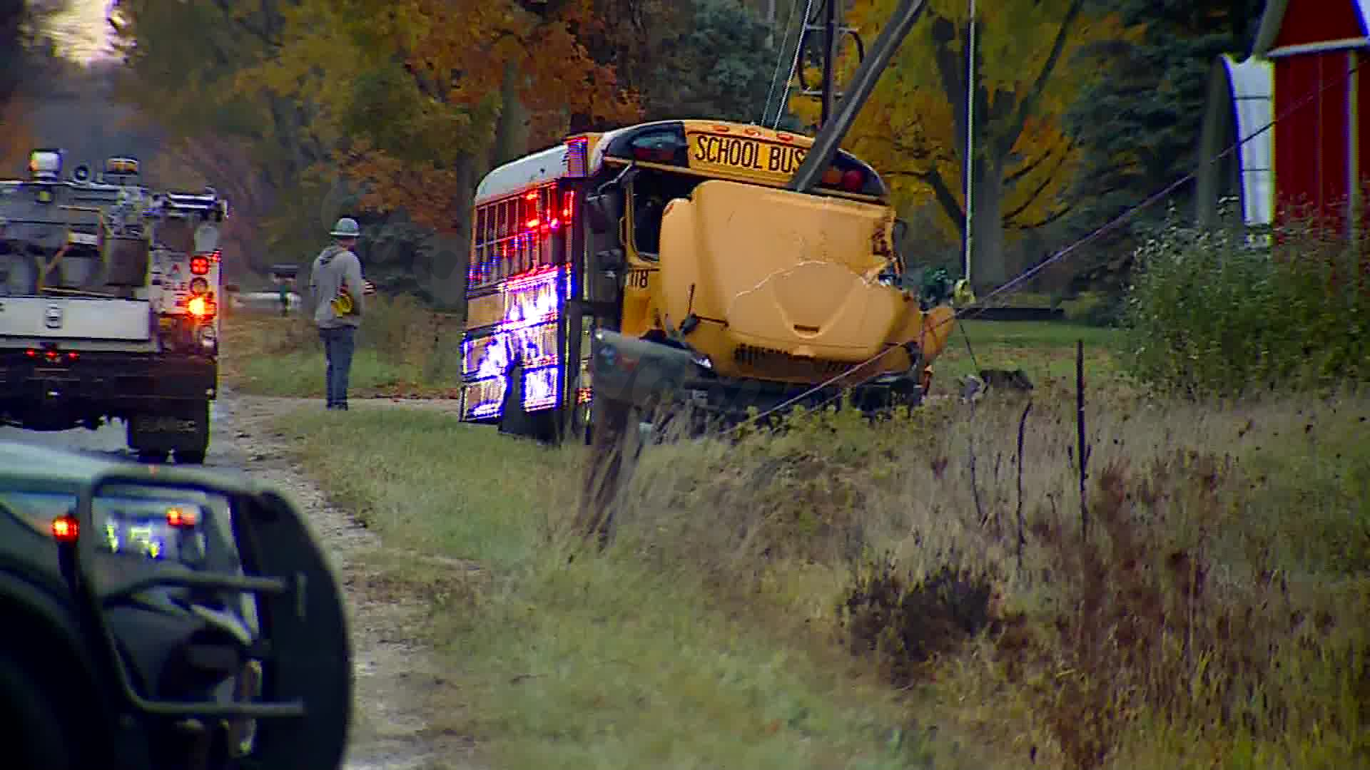 Students on board school bus crash near Ravenna.