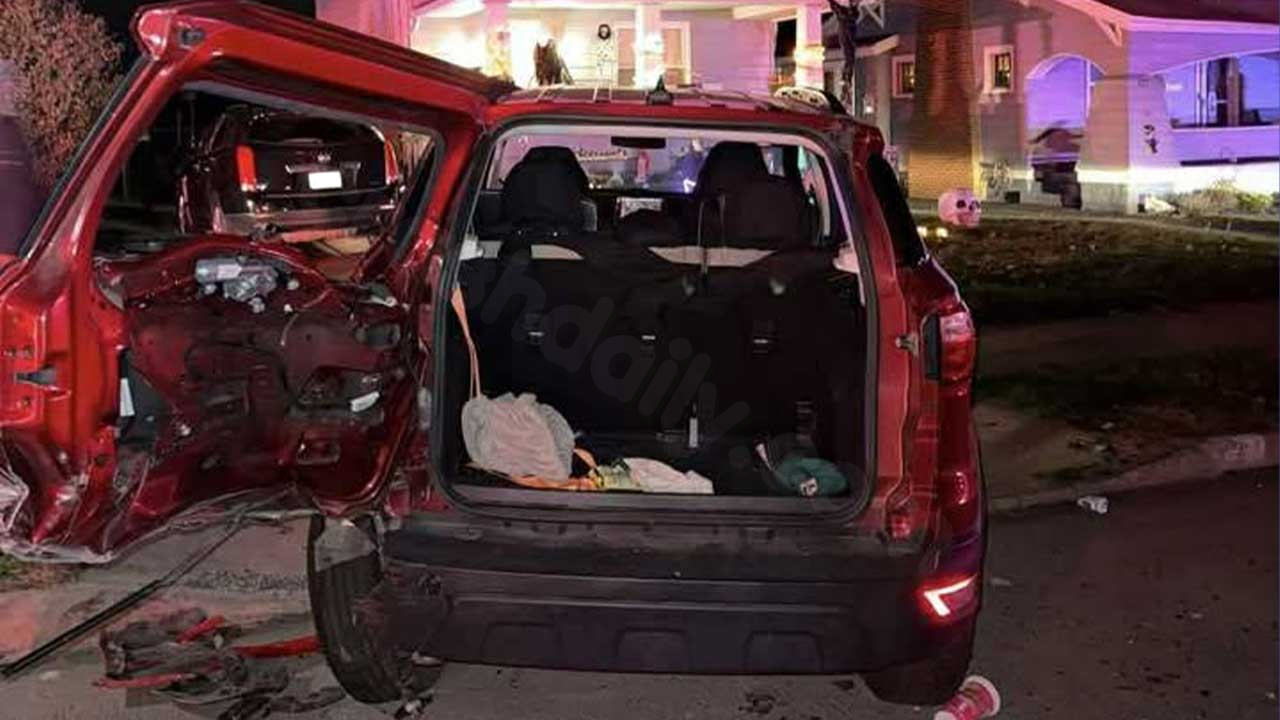 Young girl recuperating after stationary SUV she was in was struck.