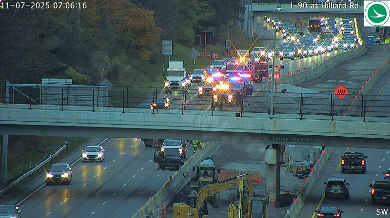 Morning traffic jam from I-90 crash