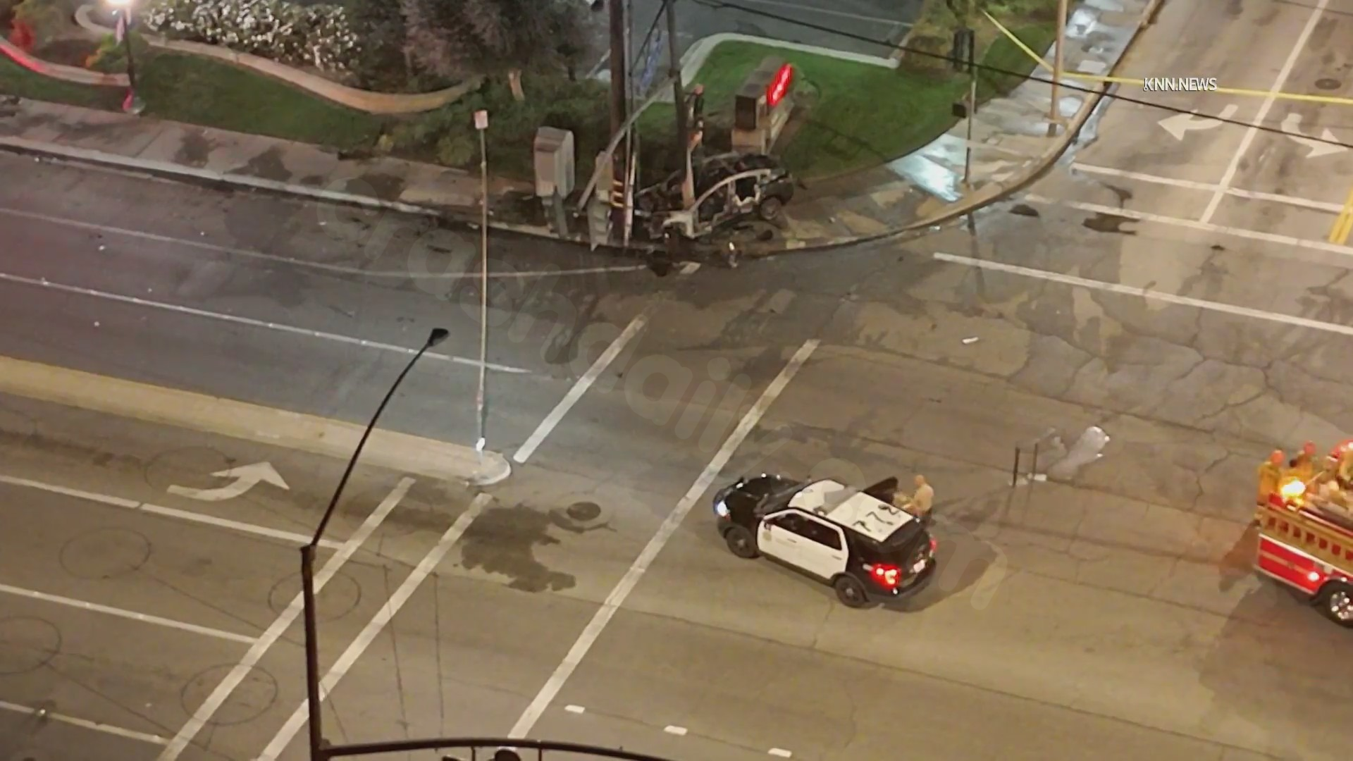 Off-duty LAPD officer killed in fiery crash; woman arrested for DUI after driving through scene