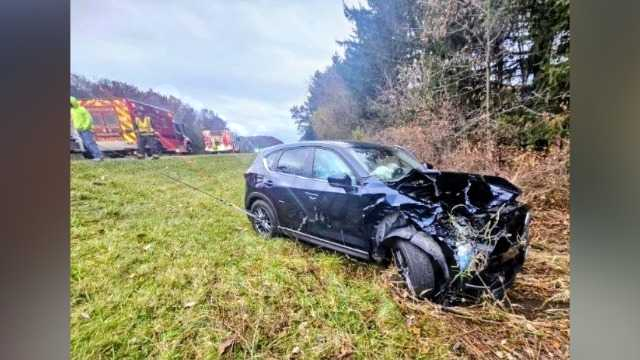 Brighton rollover crash injures 2 after hitting deer