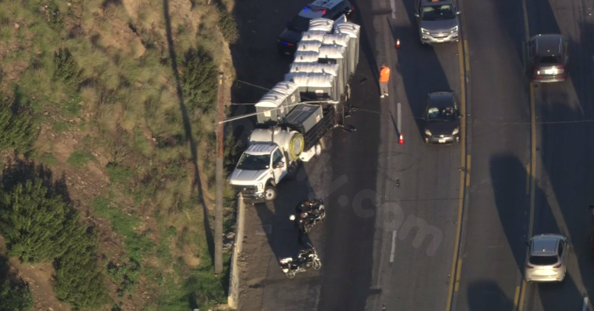 Truck with portable toilets crashes on PCH in Malibu after carjacking