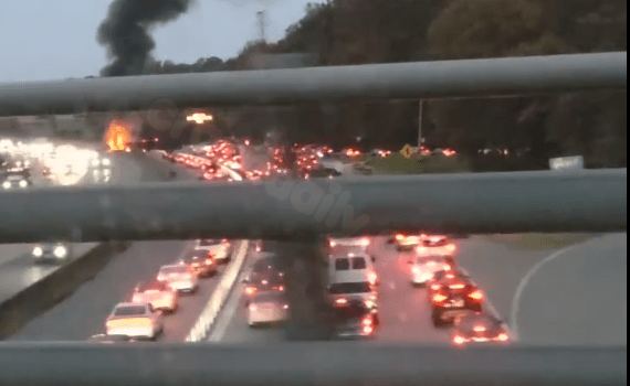 Westbound lanes of I-64 in Virginia Beach closed due to tractor-trailer fire