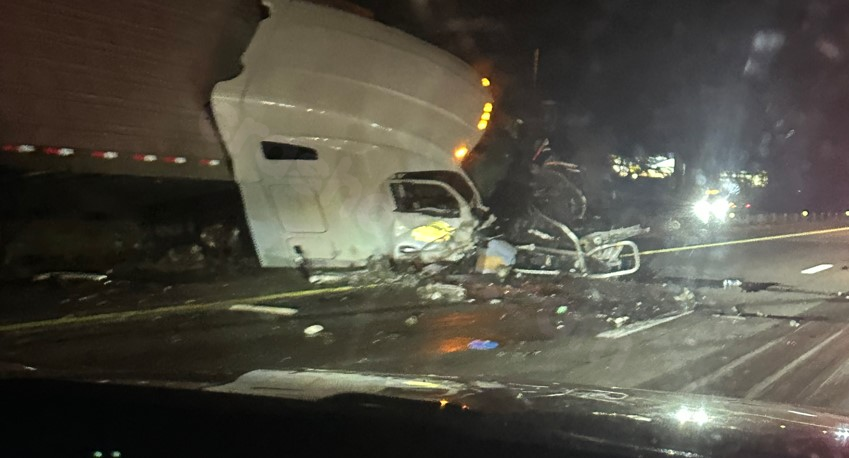 Closure of I-95 south in Nash County due to crash involving semi-truck and tractor-trailer