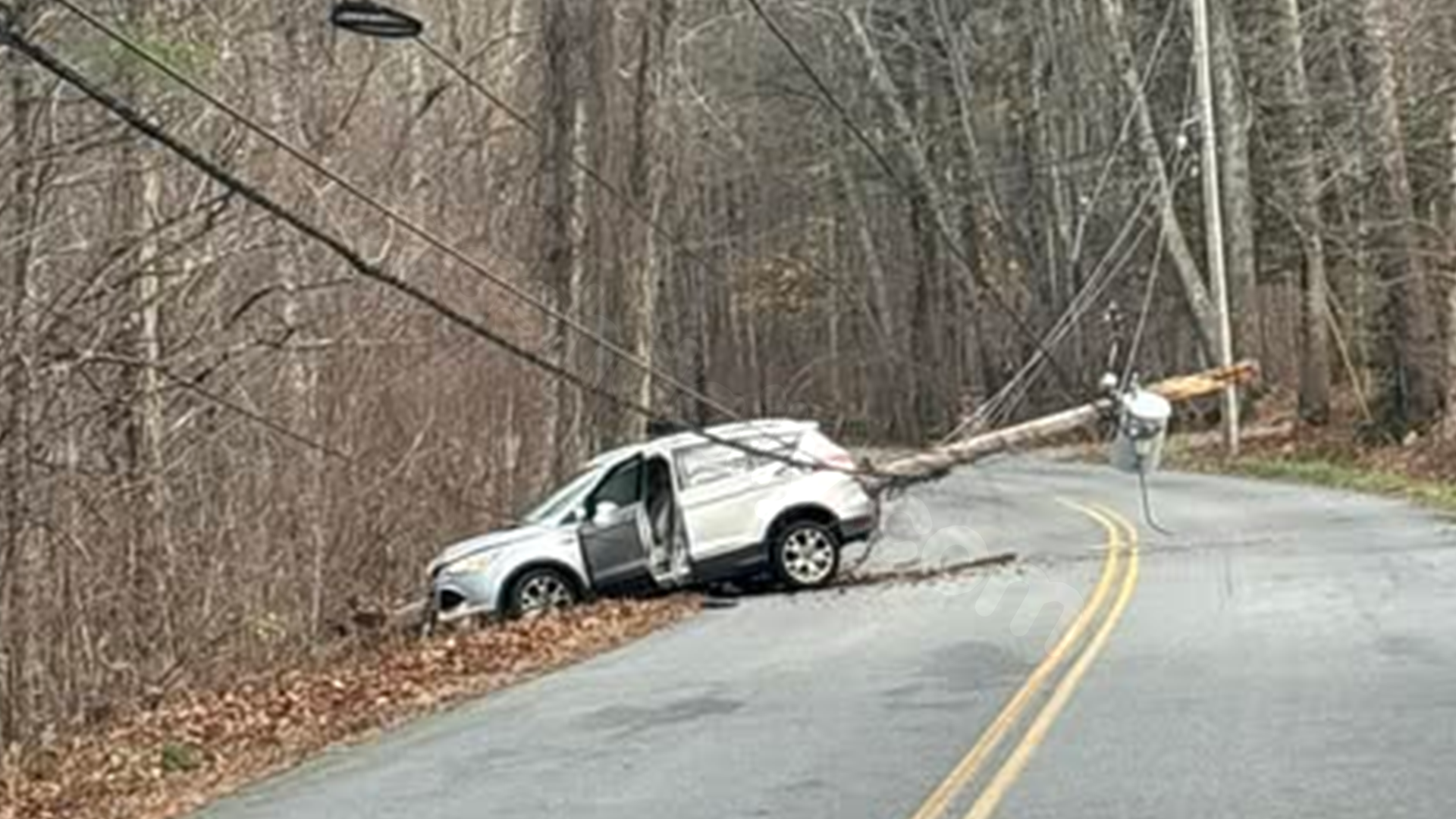 Road closure in West Brookfield due to crash.