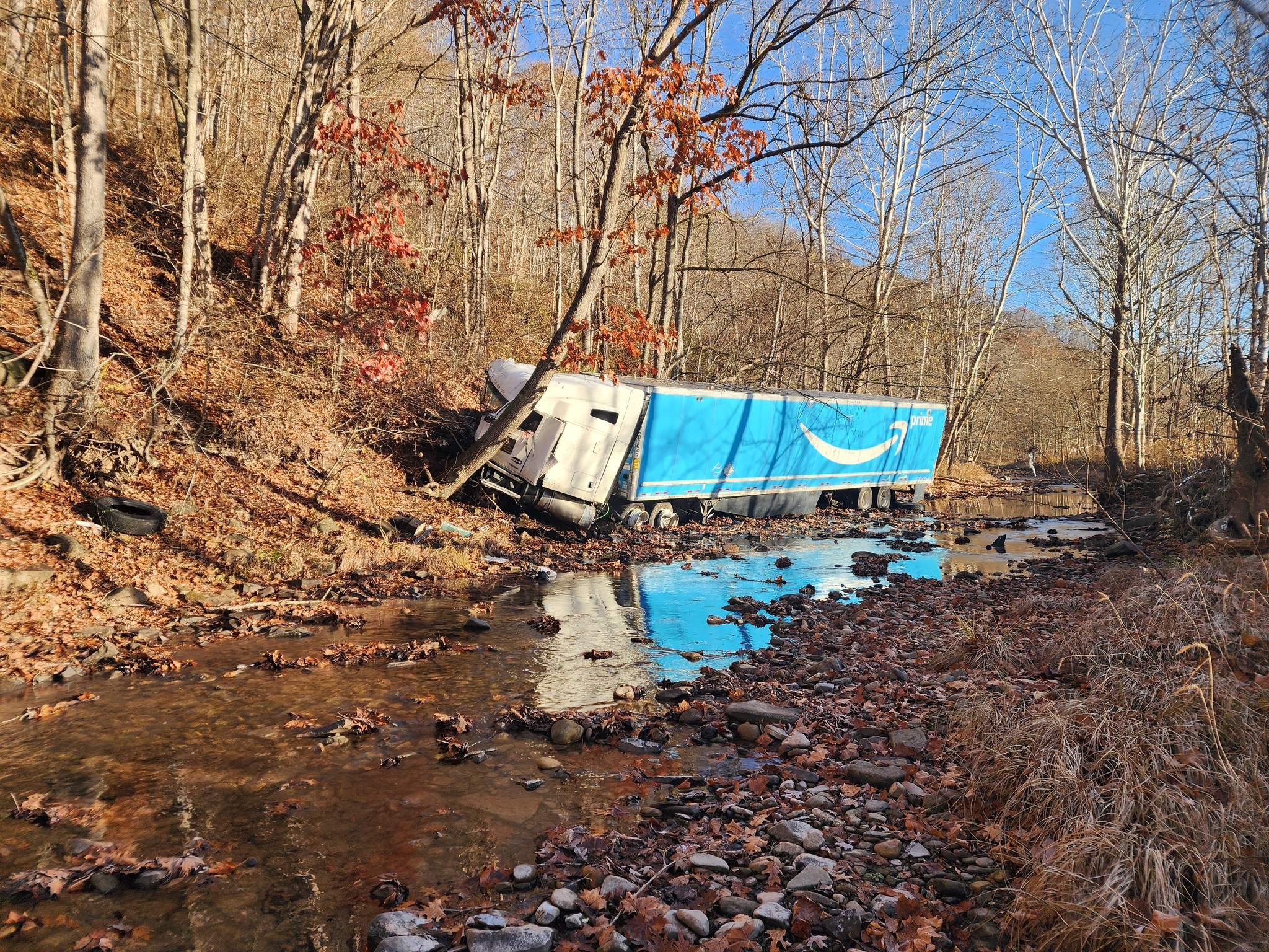 Truck overturns into river following Summers County accident