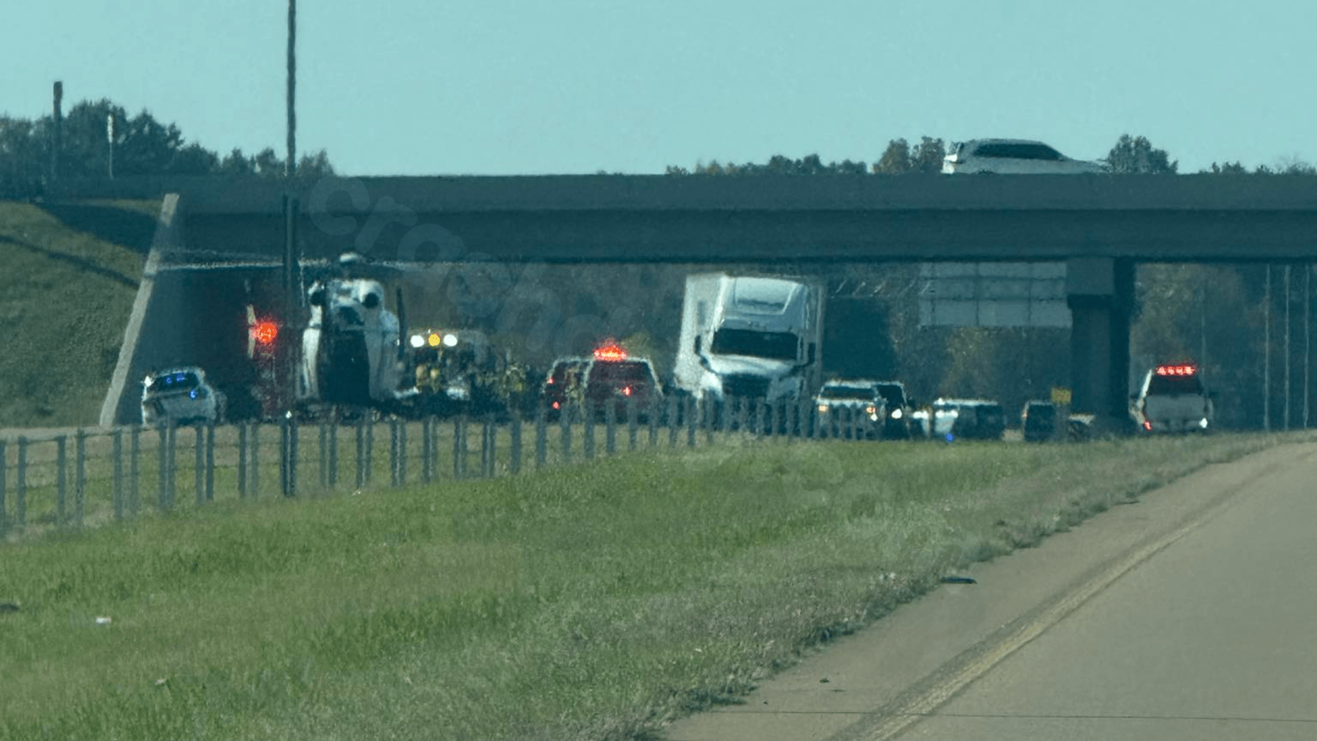 Response to I-55 Crash in Gluckstadt by AirCare and Authorities