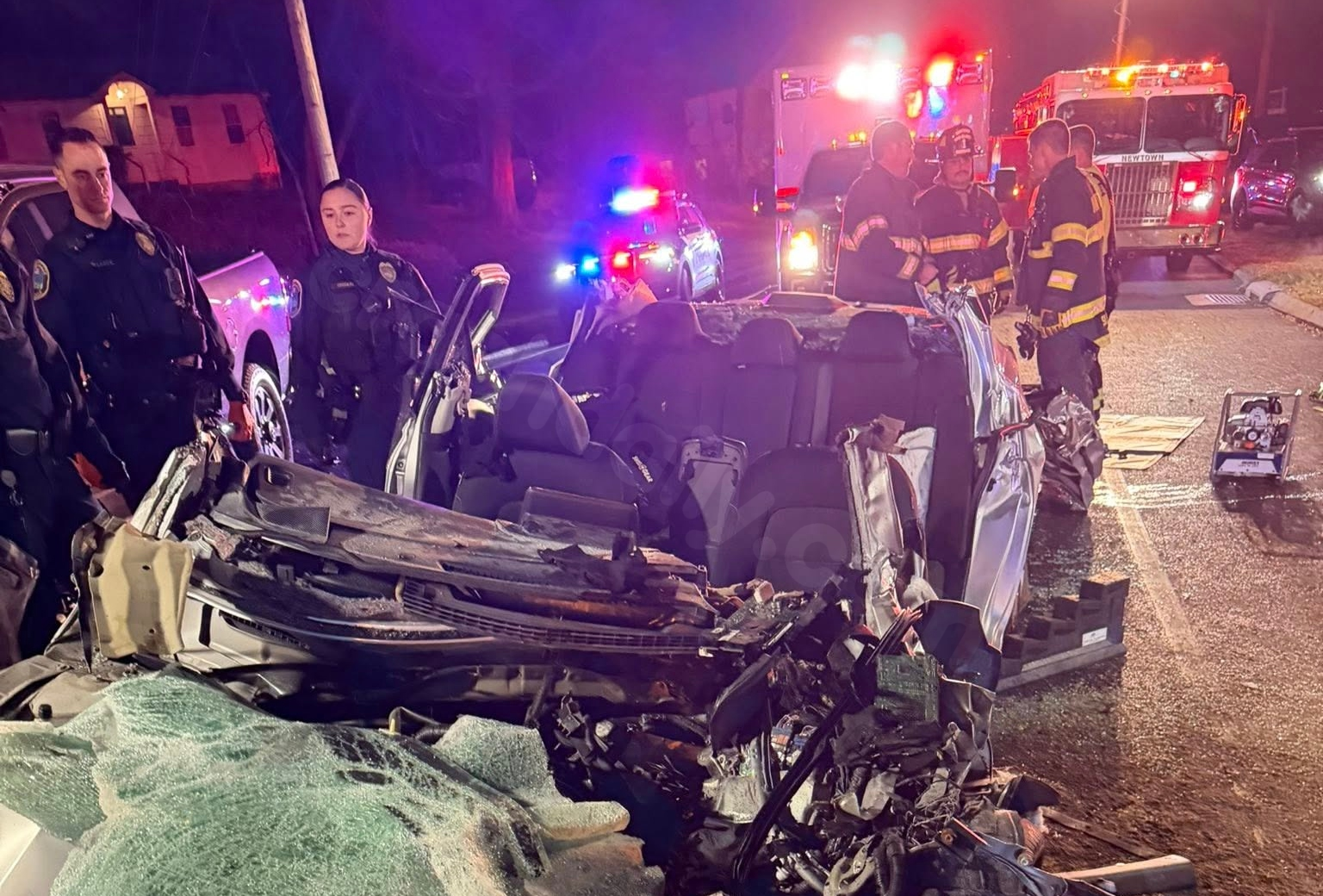 Extrication of individual following Newtown collision