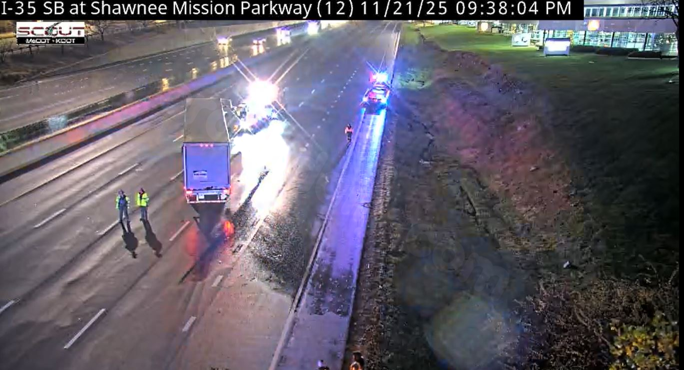 I-35 and Shawnee Mission Parkway reopened after car and semi crash.