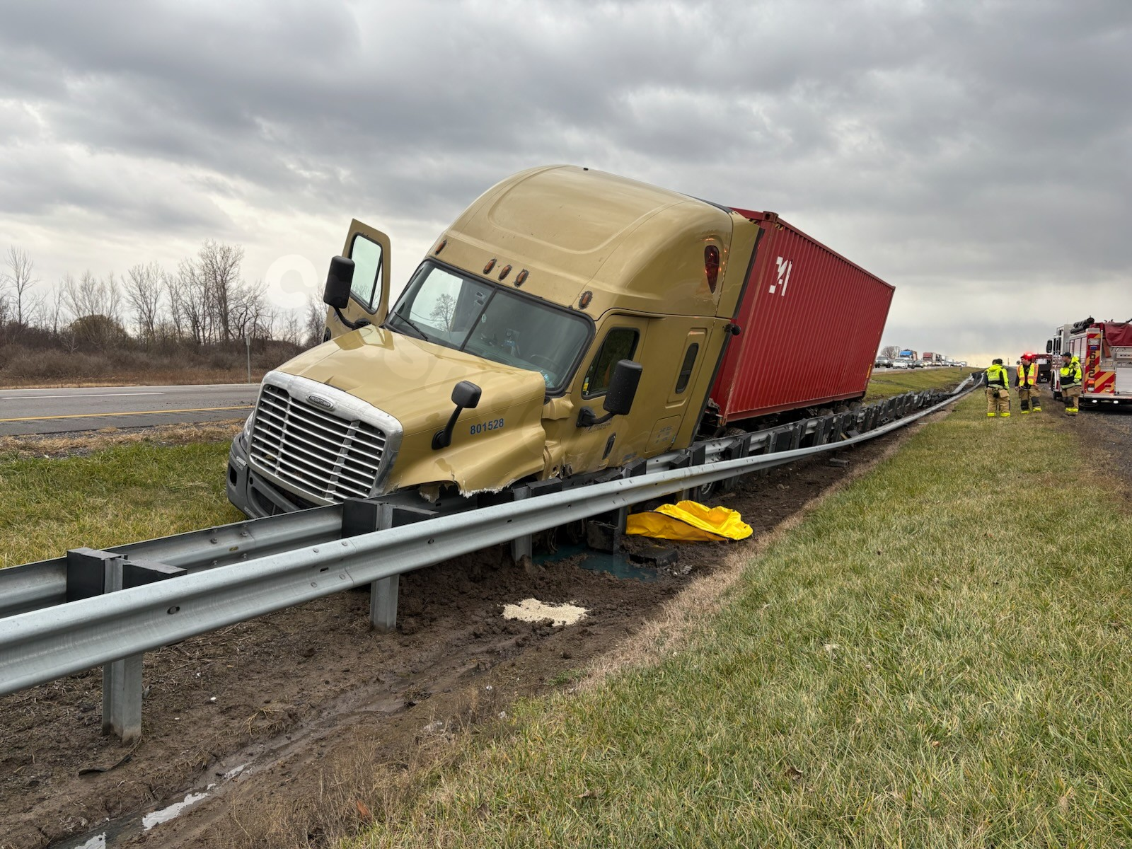 Henrietta Fire District responds to Interstate 90 truck accident.