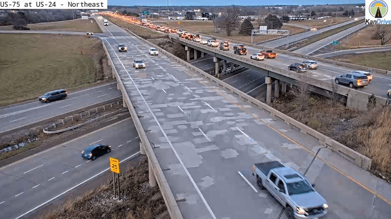 Highway 75 north of Topeka congested following collision