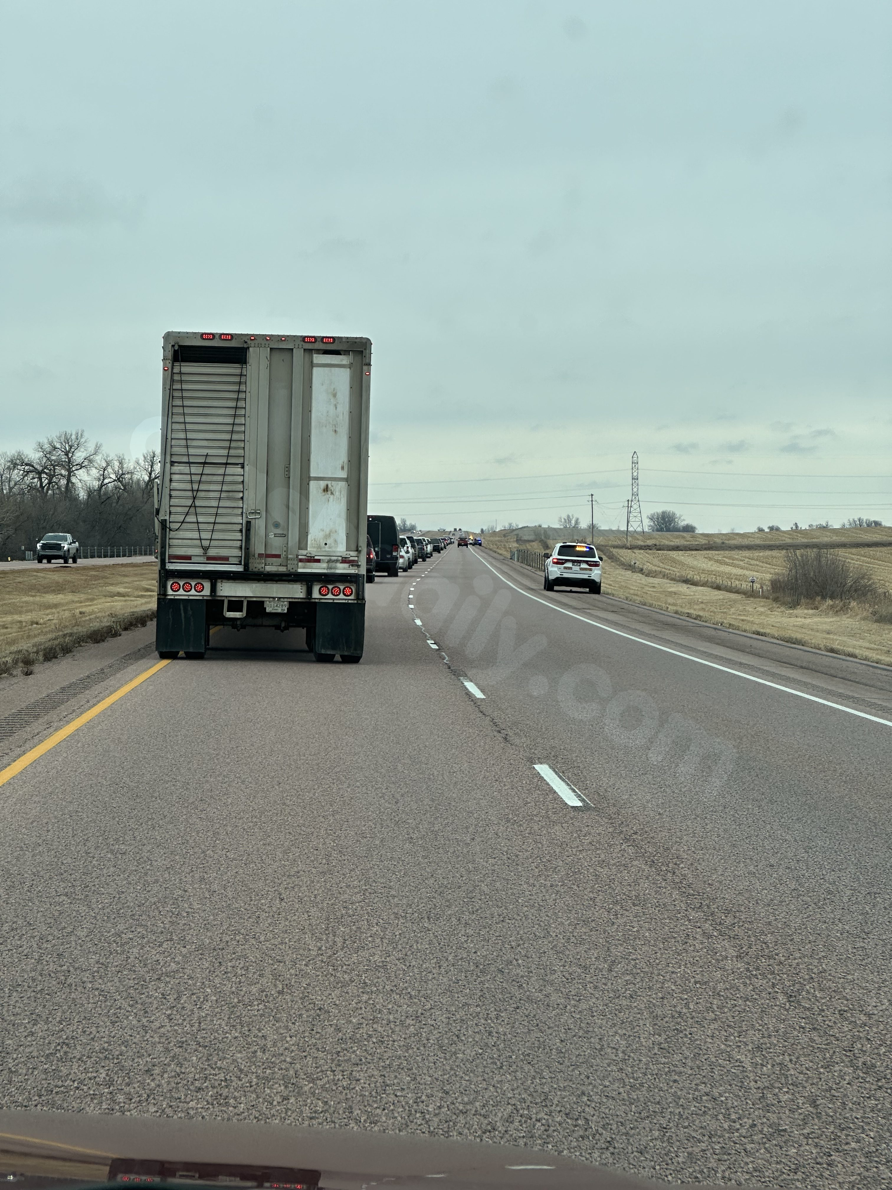 Interstate 29 traffic jam due to crash