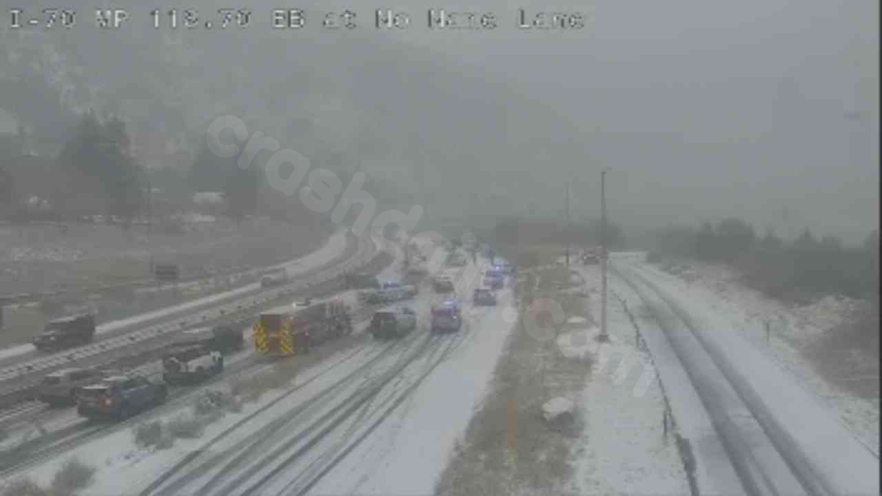50 vehicles involved in multiple pileups on I-70 during winter conditions