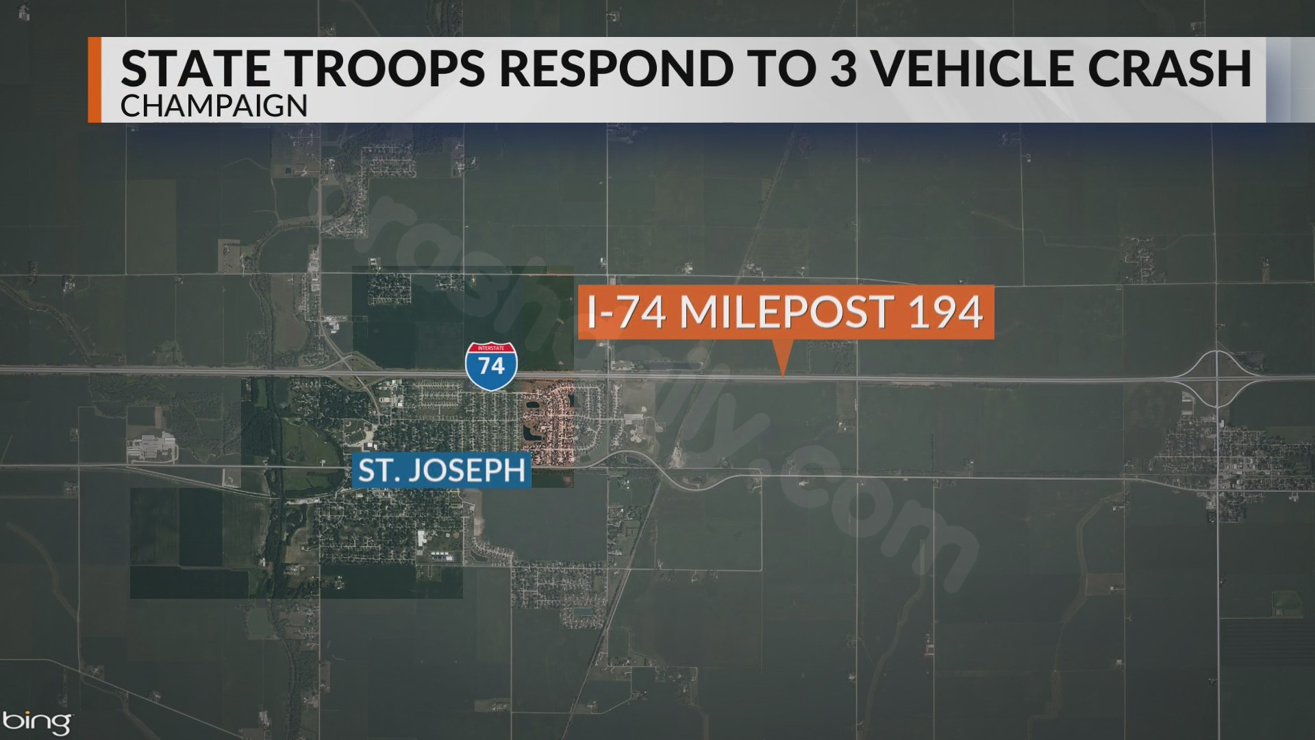 Crash on I-74 near St. Joseph involves 3 vehicles.