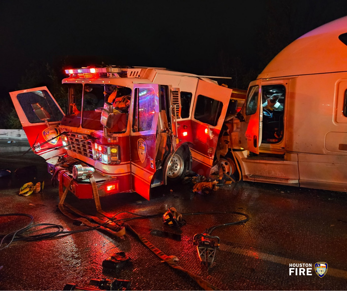 Houston firefighters and truck driver injured in Montgomery County collision