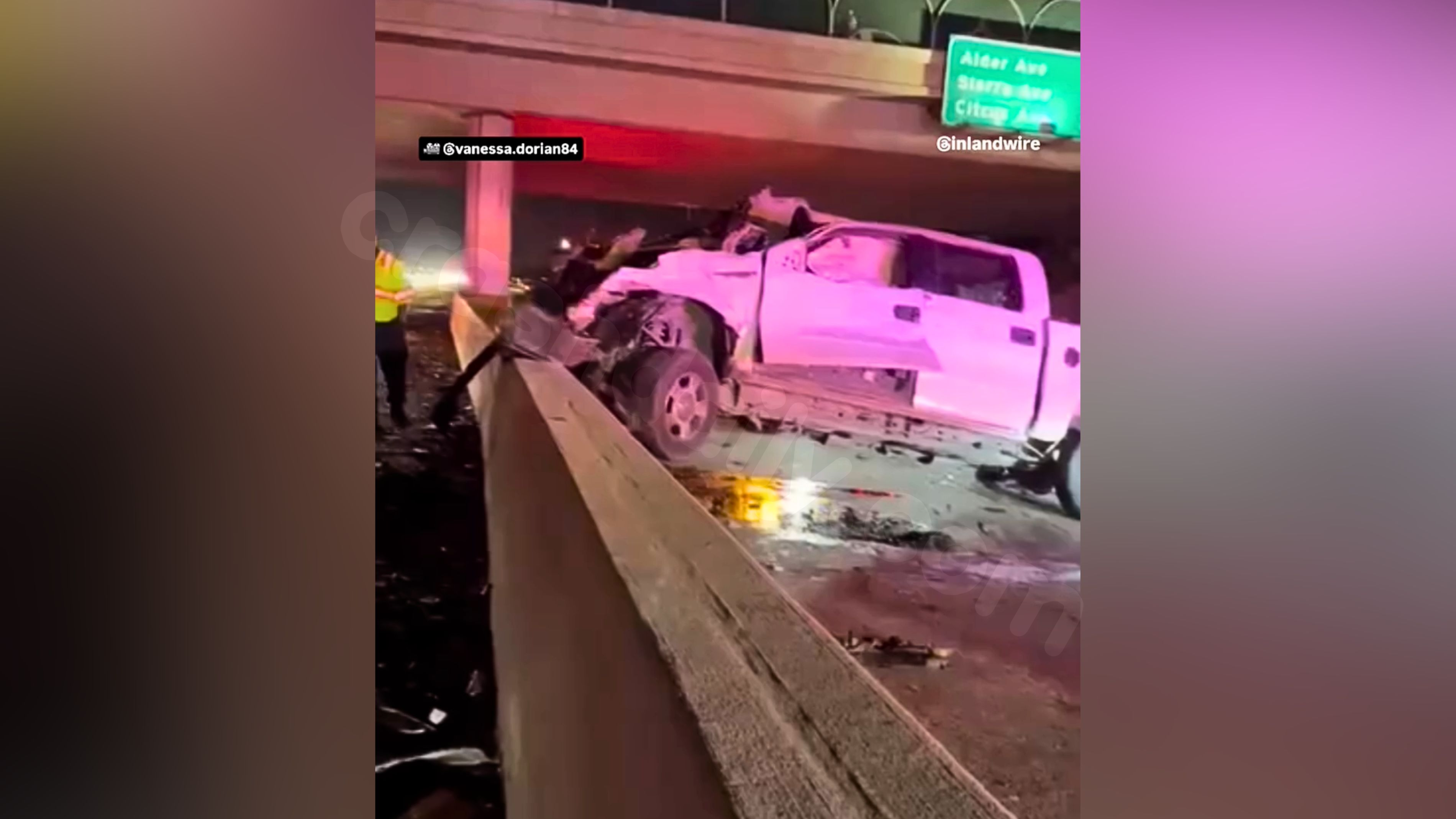Truck launched off overpass in 210 Freeway crash