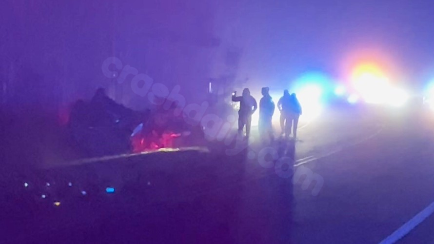 Two cars overturn in collision north of Durham, shutting down Red Mill Road