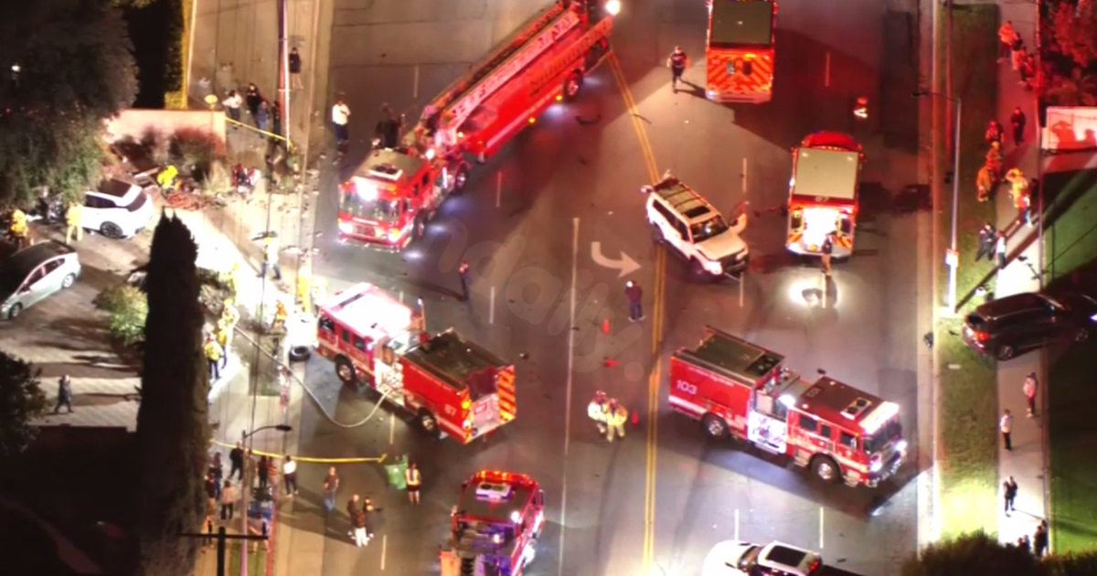 Four individuals in hospital after accident sends vehicles into yards of Northridge residences
