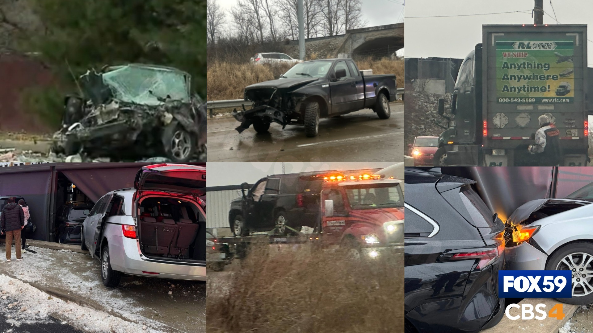 Central Indiana experiences multiple crashes due to freezing drizzle, including a fatal one.