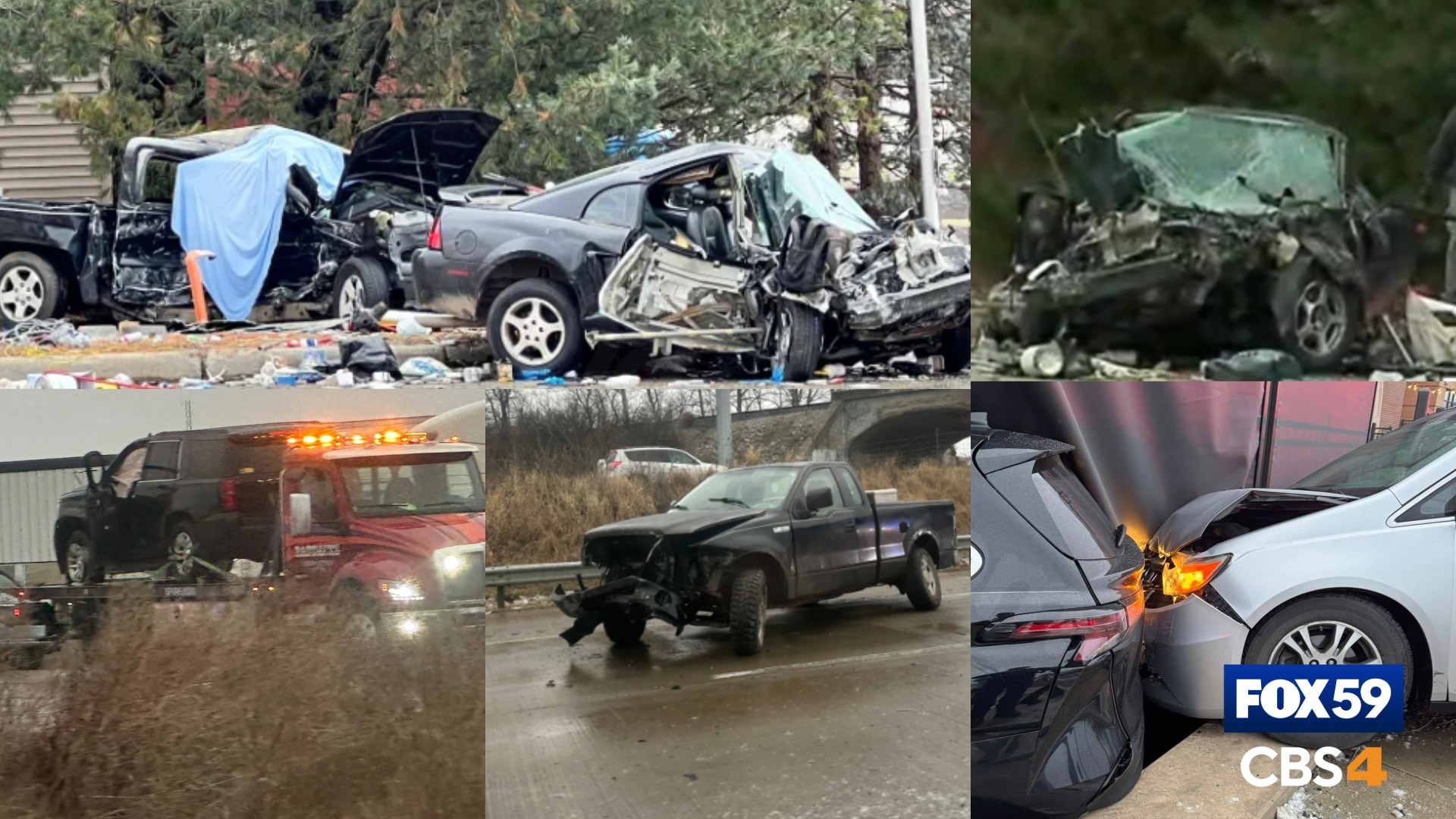 Crashes in Central Indiana caused by freezing drizzle, including fatal incident