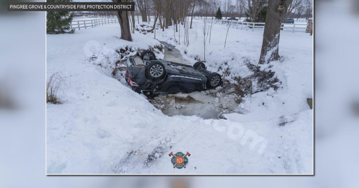 Driver saved from creek after car overturns in Elgin