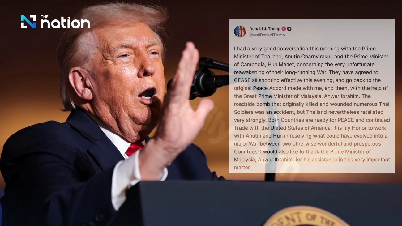 Trump describes Thai landmine explosion as 'accidental'; Anutin defends border actions.