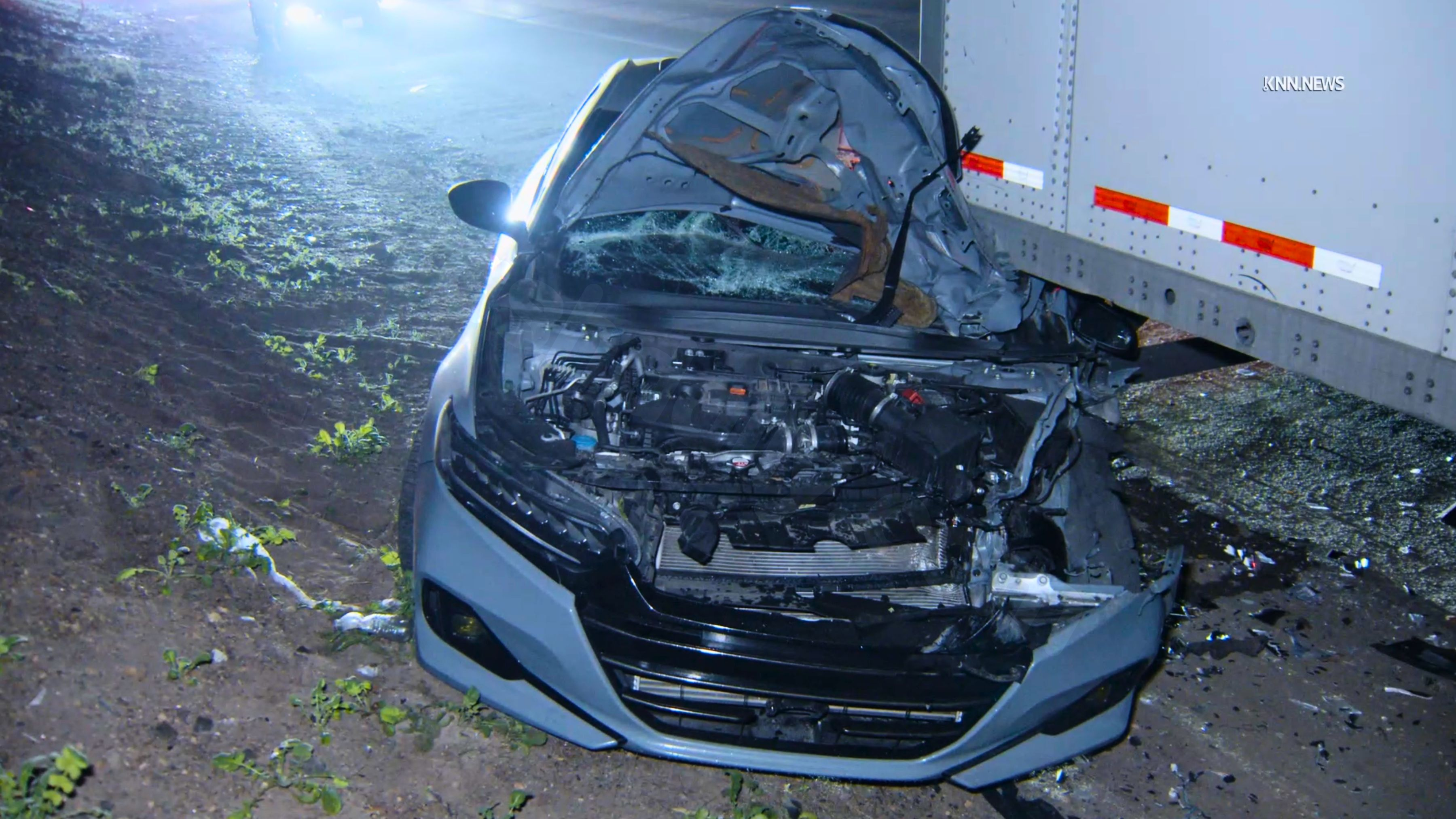 Vehicle collides with semi truck on 210 Freeway in San Gabriel Valley