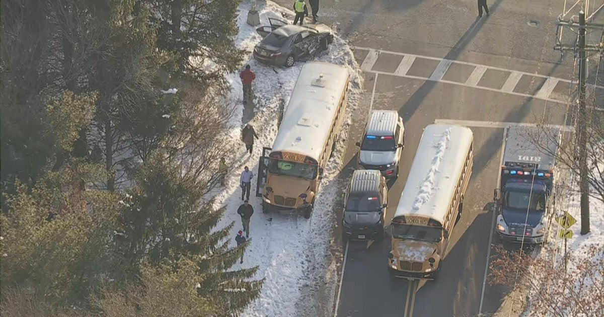 4 injured in car and school bus crash in Moorestown, New Jersey