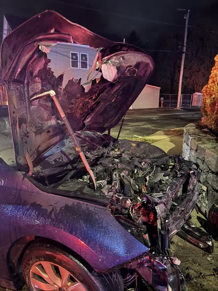 Car accident in Milford causes injuries, power loss, and road shutdown.