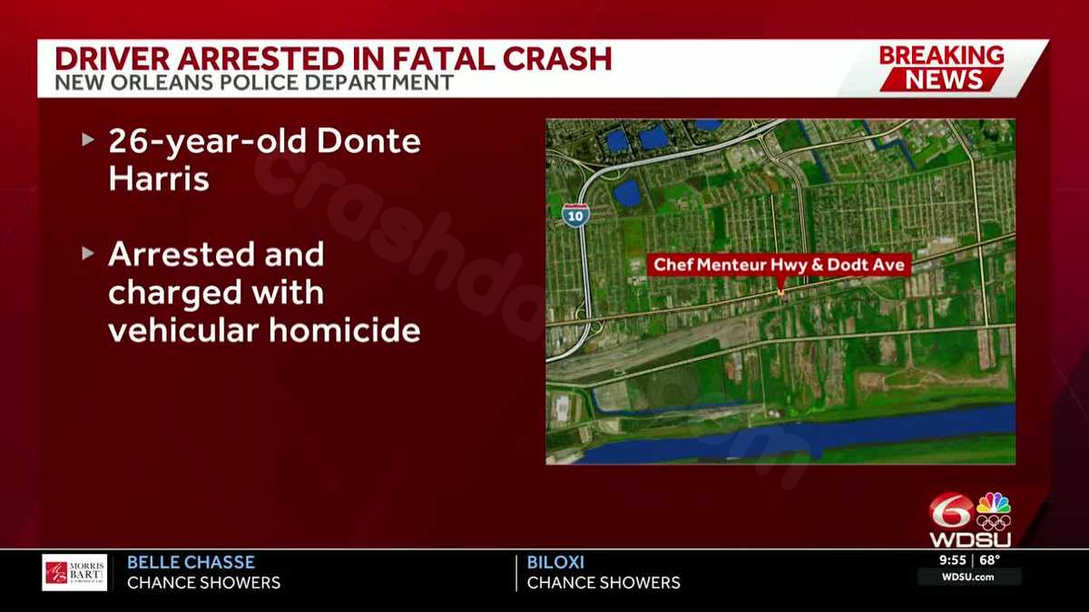 Driver arrested in connection with fatal crash on Chef Menteur Hwy