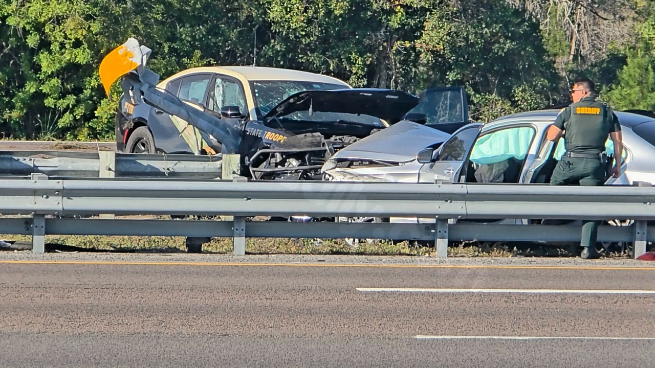 Trooper hurt in Brevard I-95 chase ending in guardrail crash, per FHP