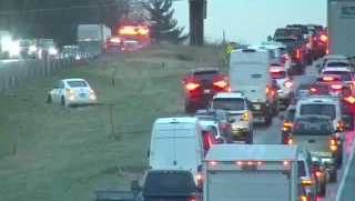 Traffic jams on Route 283 due to multi-car collision.