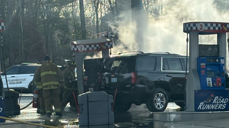 Vehicle collides with gas pump at Johnston station