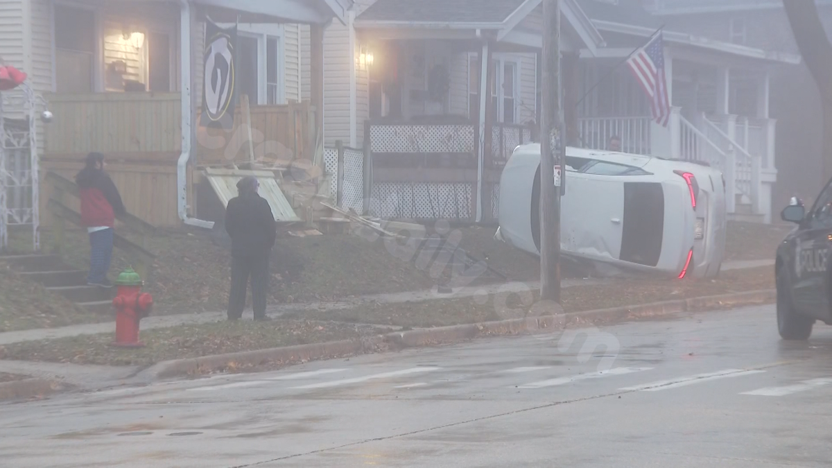 Vehicle overturns after collision in Bay View, Milwaukee