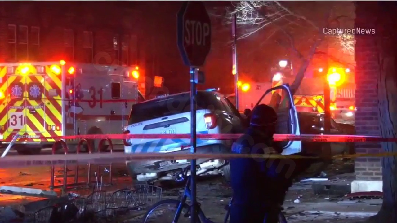 CPD squad car hit by stolen car, injuring two officers