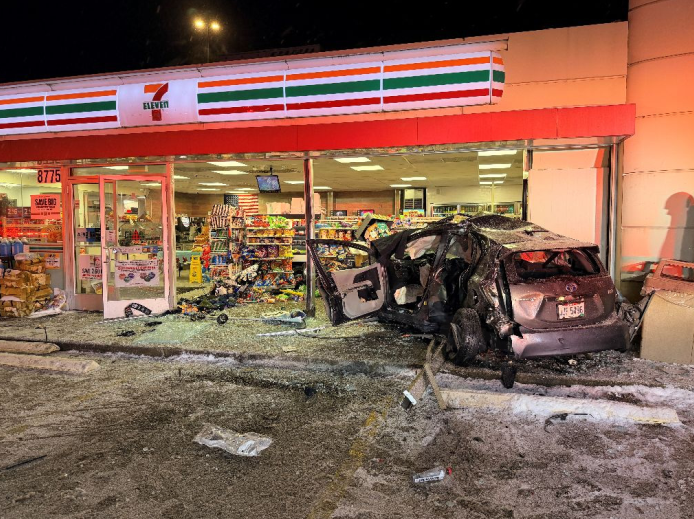 Vehicle collides with Twinsburg gas station, narrowly avoiding worker