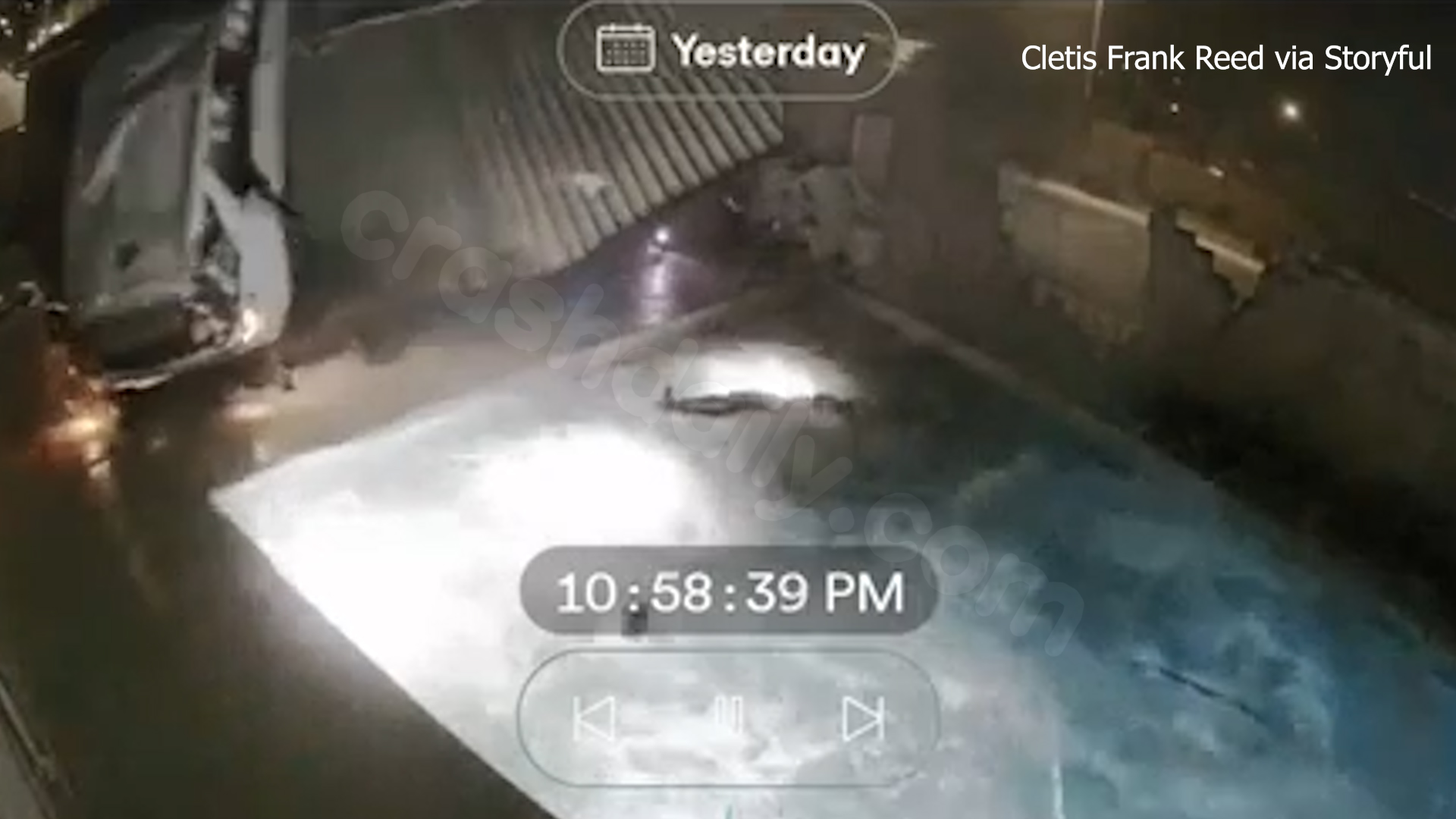 Car launches into the air, throwing driver into swimming pool