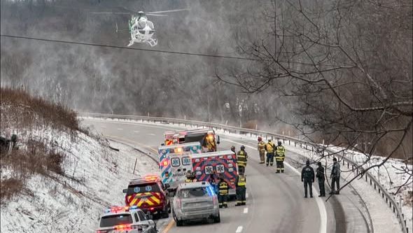 Individual transported to hospital following rollover collision on I-70 West in Western Pennsylvania