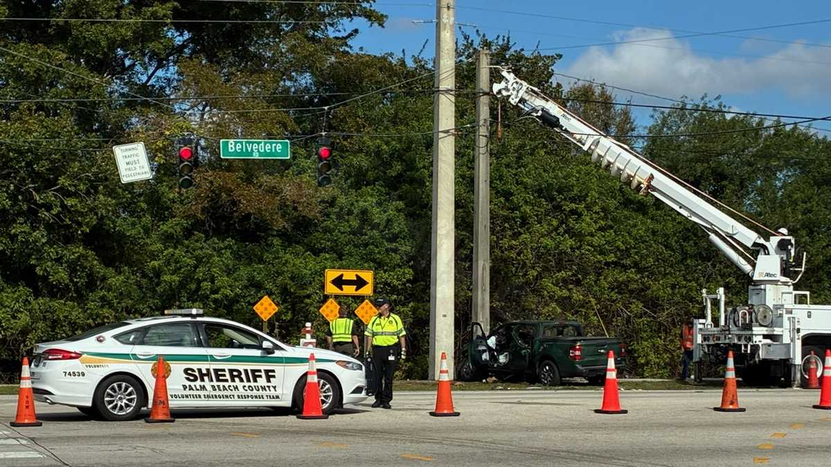 Three individuals hospitalized following a car collision in West Palm Beach
