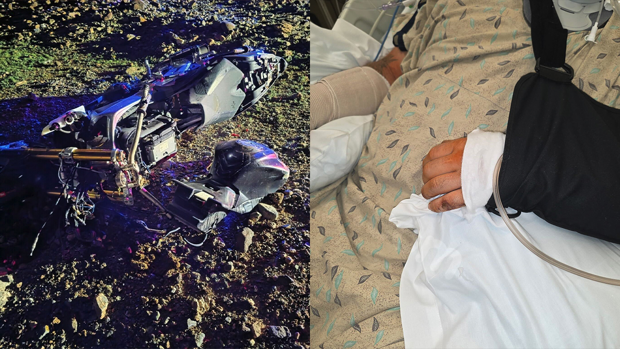 A woman in Arizona uses crash detection device to locate her husband's motorcycle accident.