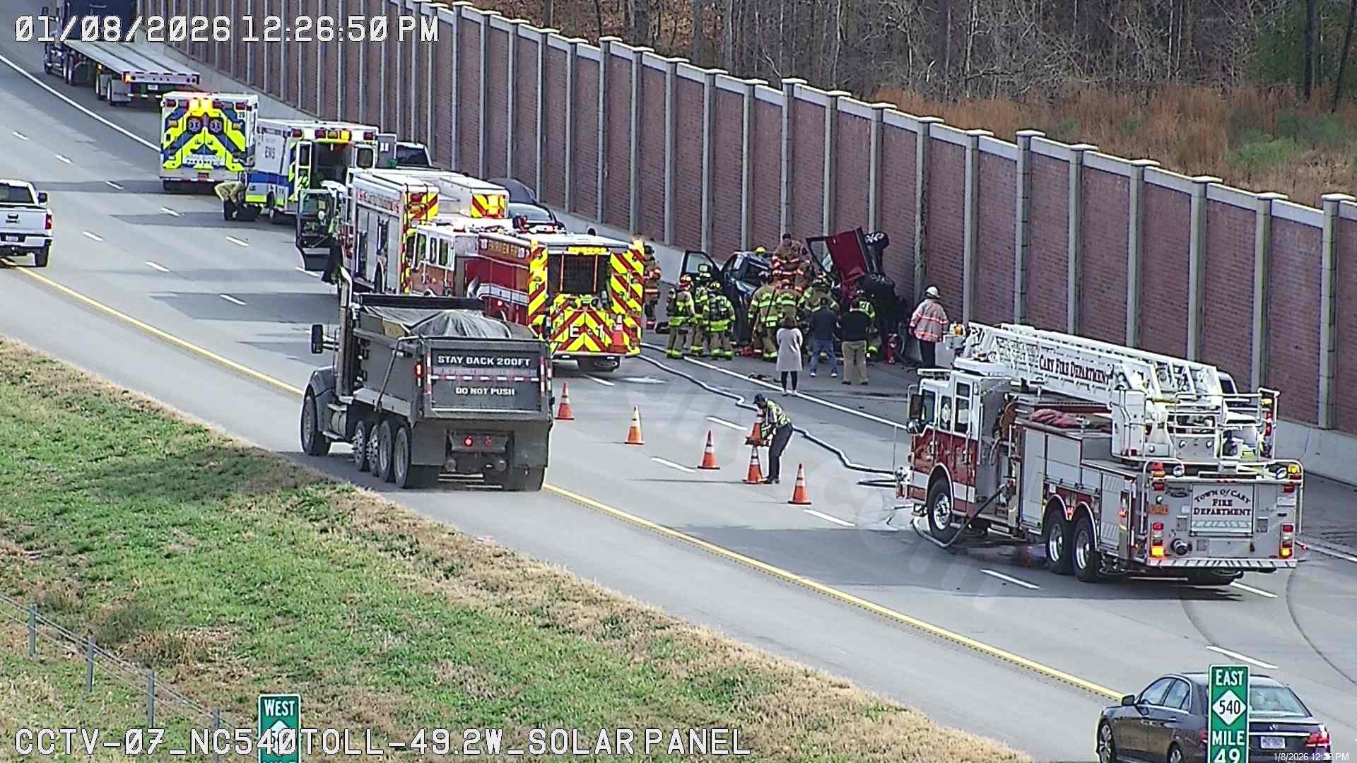 2 people saved in North Carolina 540 accident after SUV overturns and collides on its side against barrier close to Holly Springs