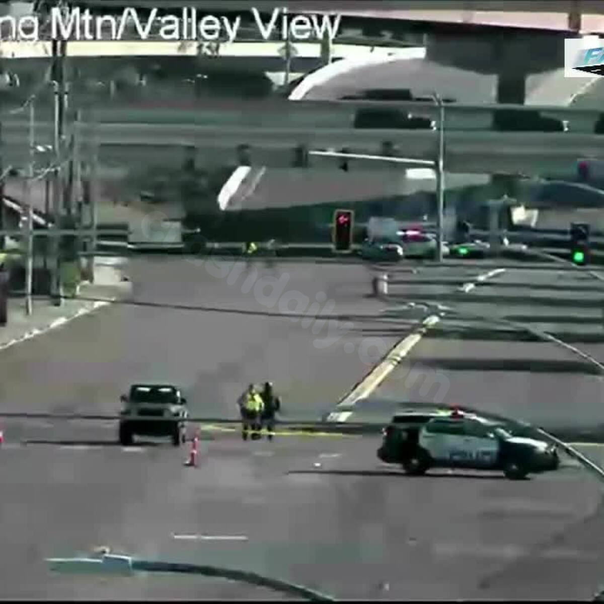 Accident causing road closure near I-15 in Spring Valley.