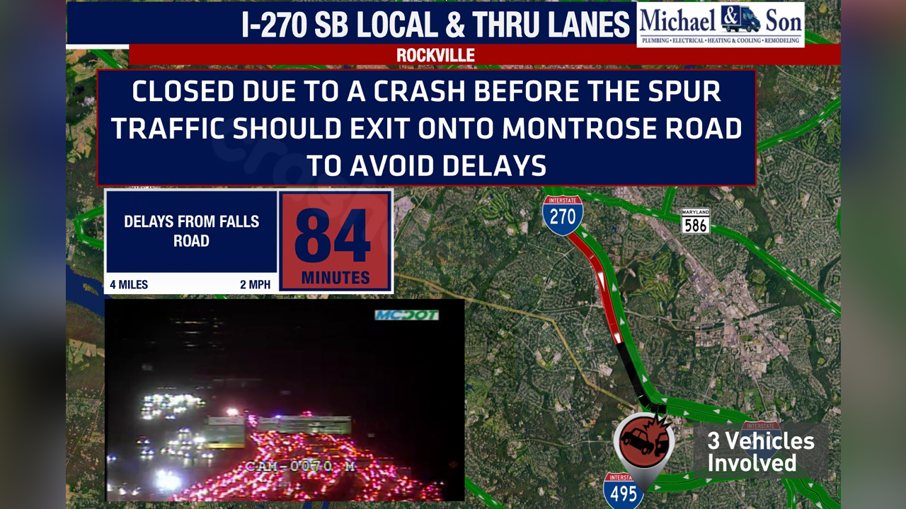 I-270 in Montgomery County Experiences Major Delays Due to Multi-Vehicle Collision