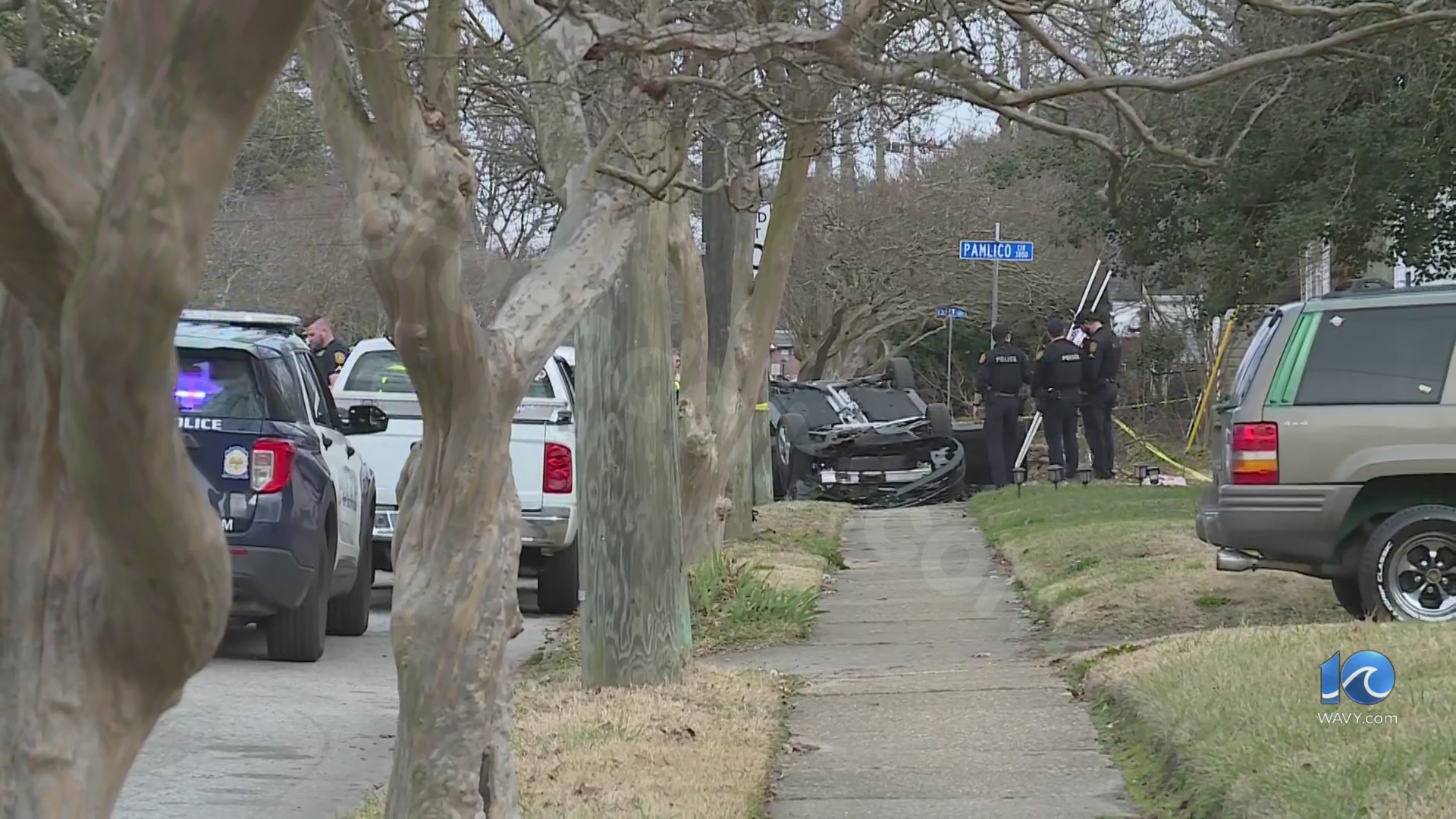 Road closures in Norfolk’s Five Points due to a car crash